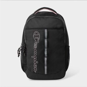 Champion Black Backpack with Pink Trim and Logo